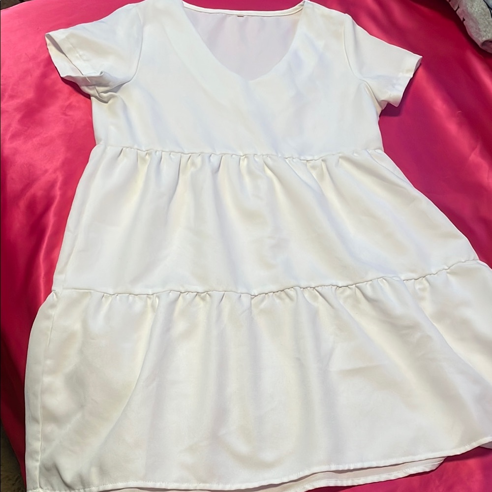 Elegant White Tiered Dress